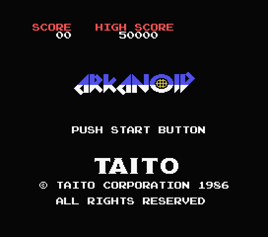 Arkanoid title screen for MSX